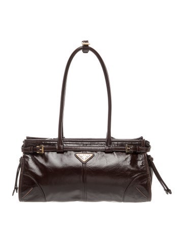 Prada Enameled Metal Triangle Bonnie Medium
