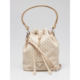 Prada Deserto Tessuto Nylon Studded Mini Bucket Bag - 1BE067