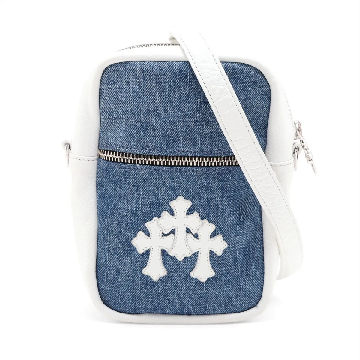 Chrome Hearts Chrome Hearts Shoulder bag Denim & leather Blue x white TAKA MINI DENIM Takamini