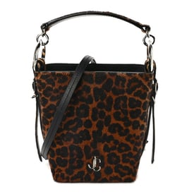 Jimmy Choo Calf Hair Leopard Print Varenne Small Bucket Bag