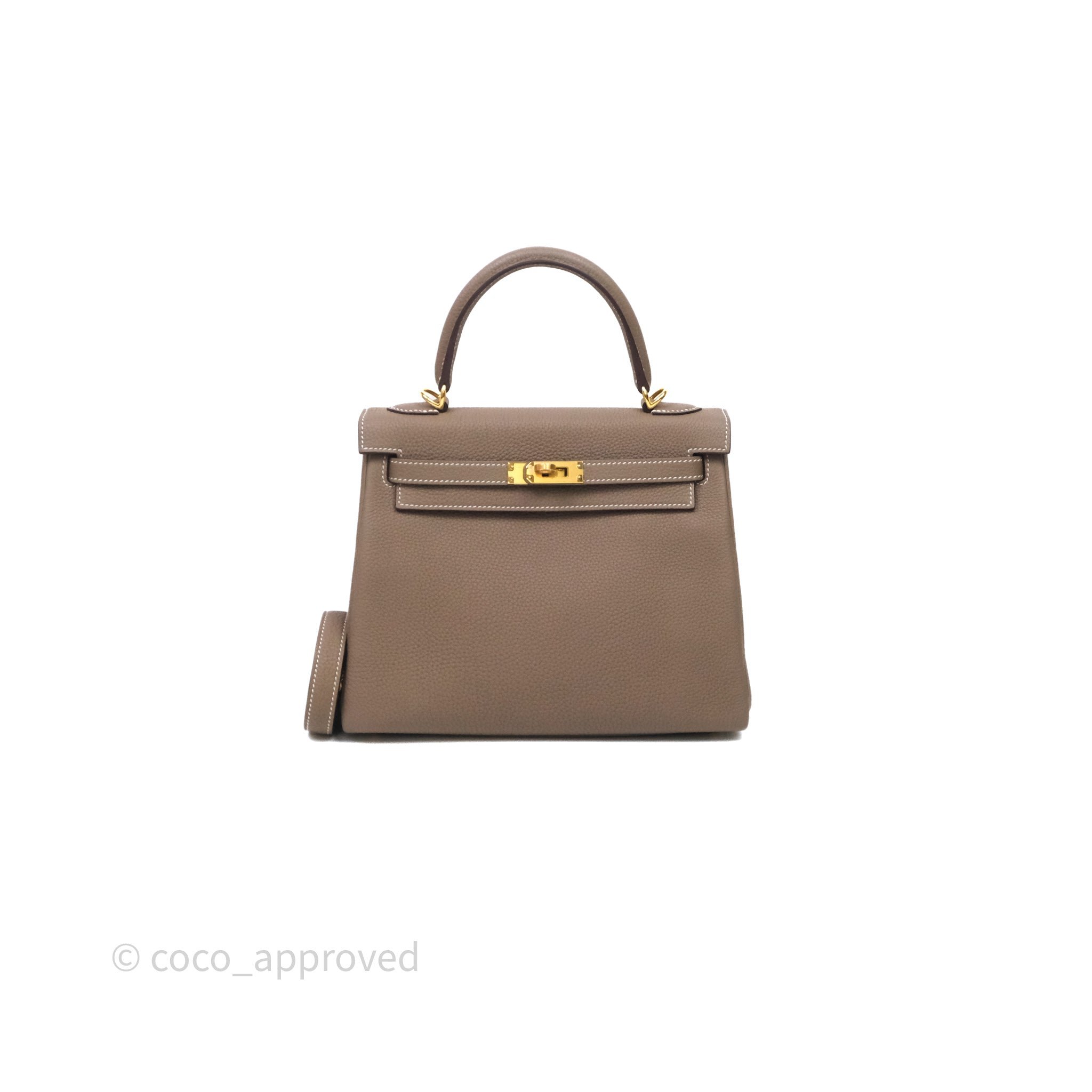 Hermès Kelly 25 Etoupe 18 Retourne Togo Gold Hardware