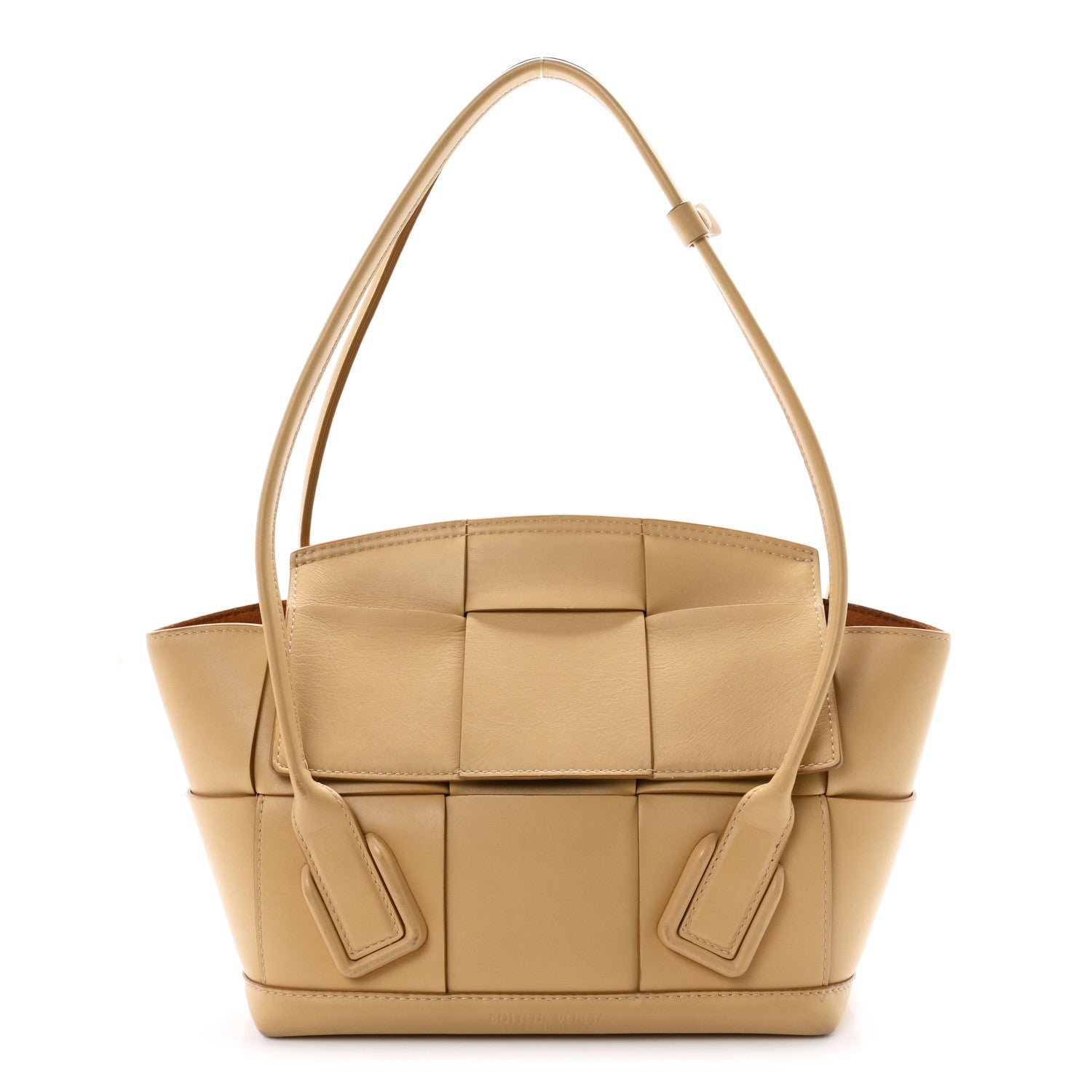 Bottega Veneta French Calfskin Maxi Intrecciato Small Arco Tapioca