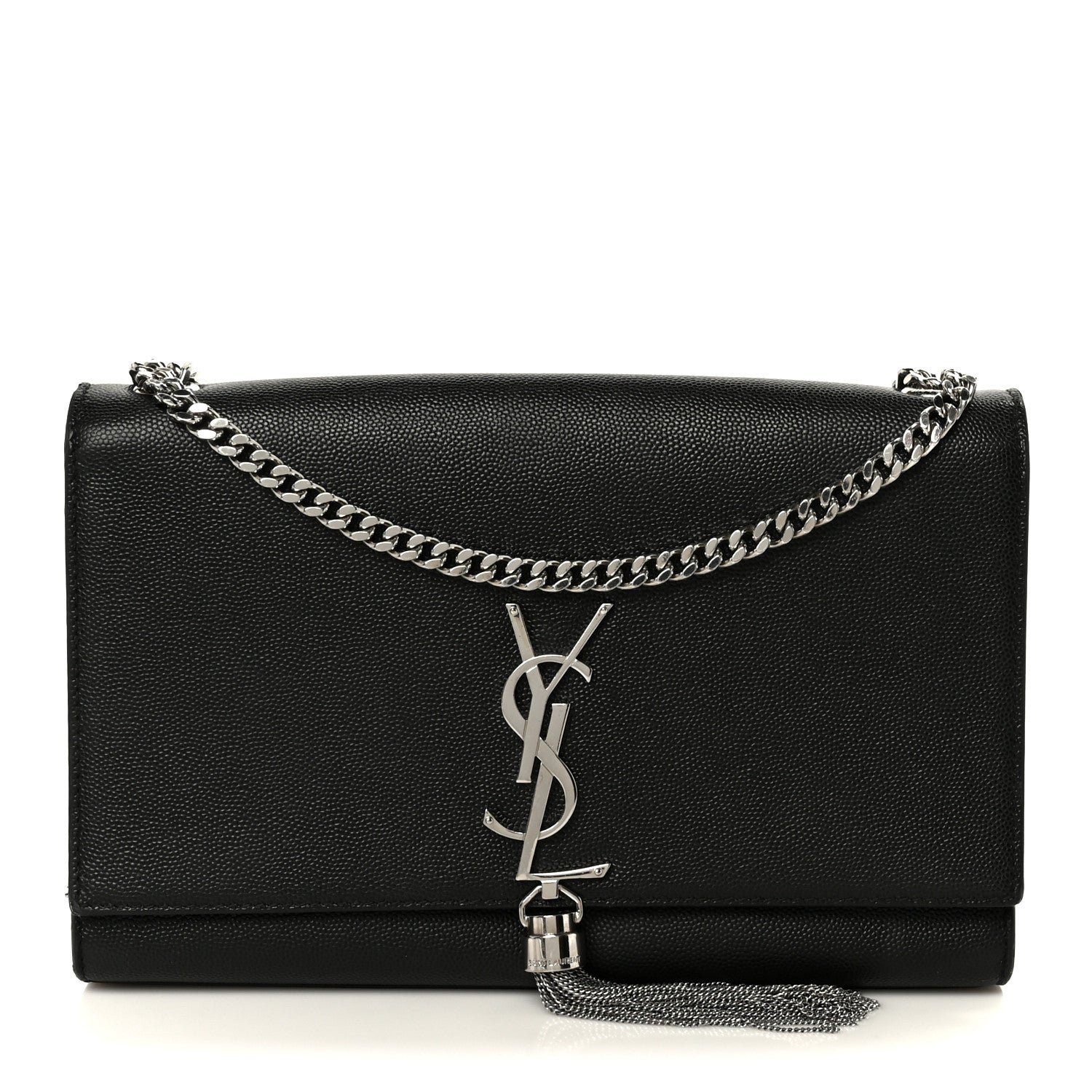 Saint Laurent Grain De Poudre Medium Classic Monogram Kate Tassel Satchel Black