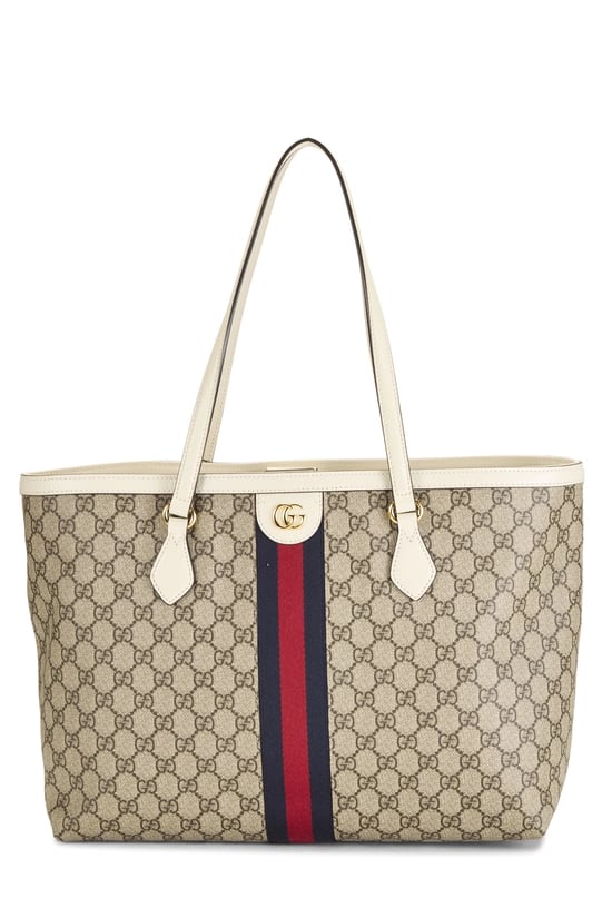 White GG Supreme Canvas Ophidia Tote Medium