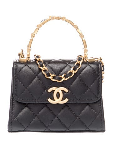Enamel Top Handle Mini Flap Bag w/ Chain