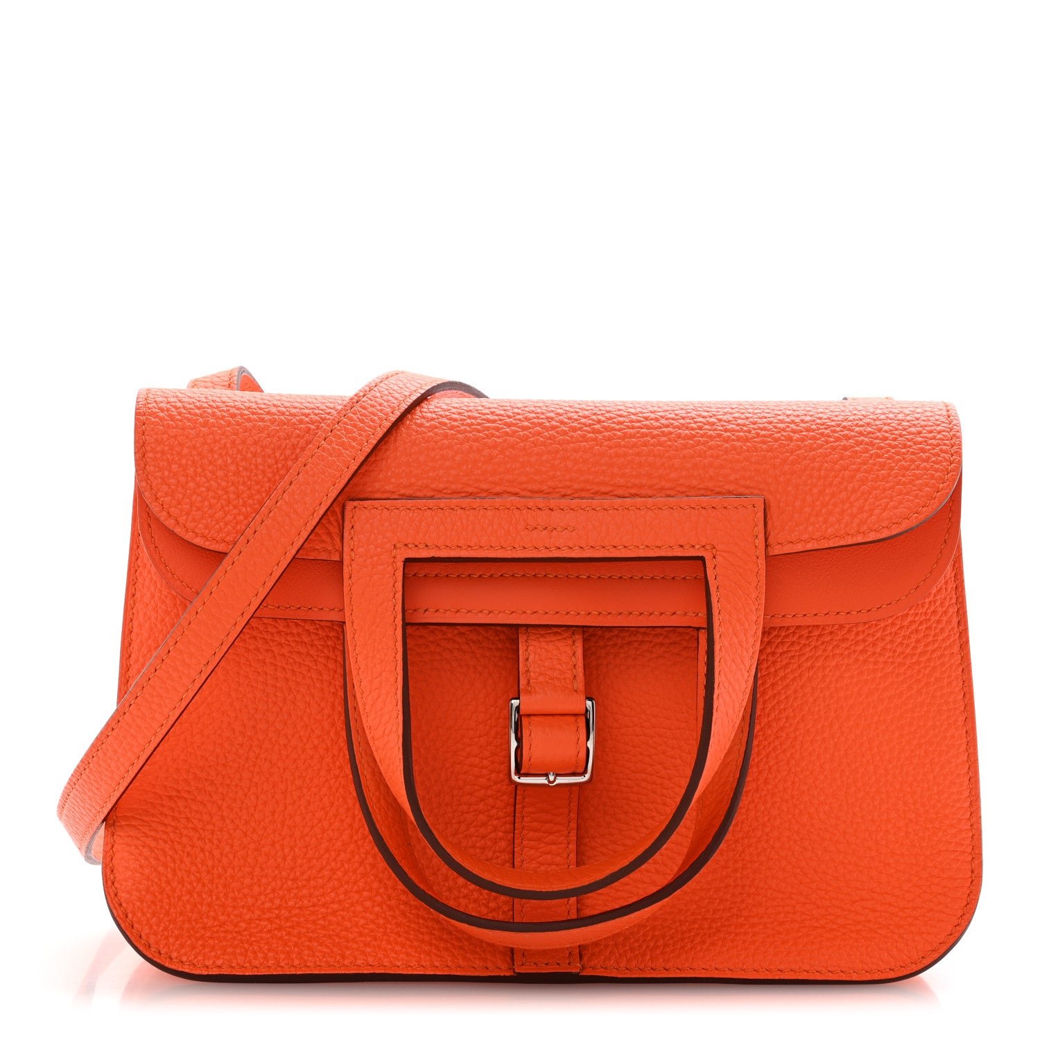 Hermes Taurillon Clemence Halzan 25 Orange Minium