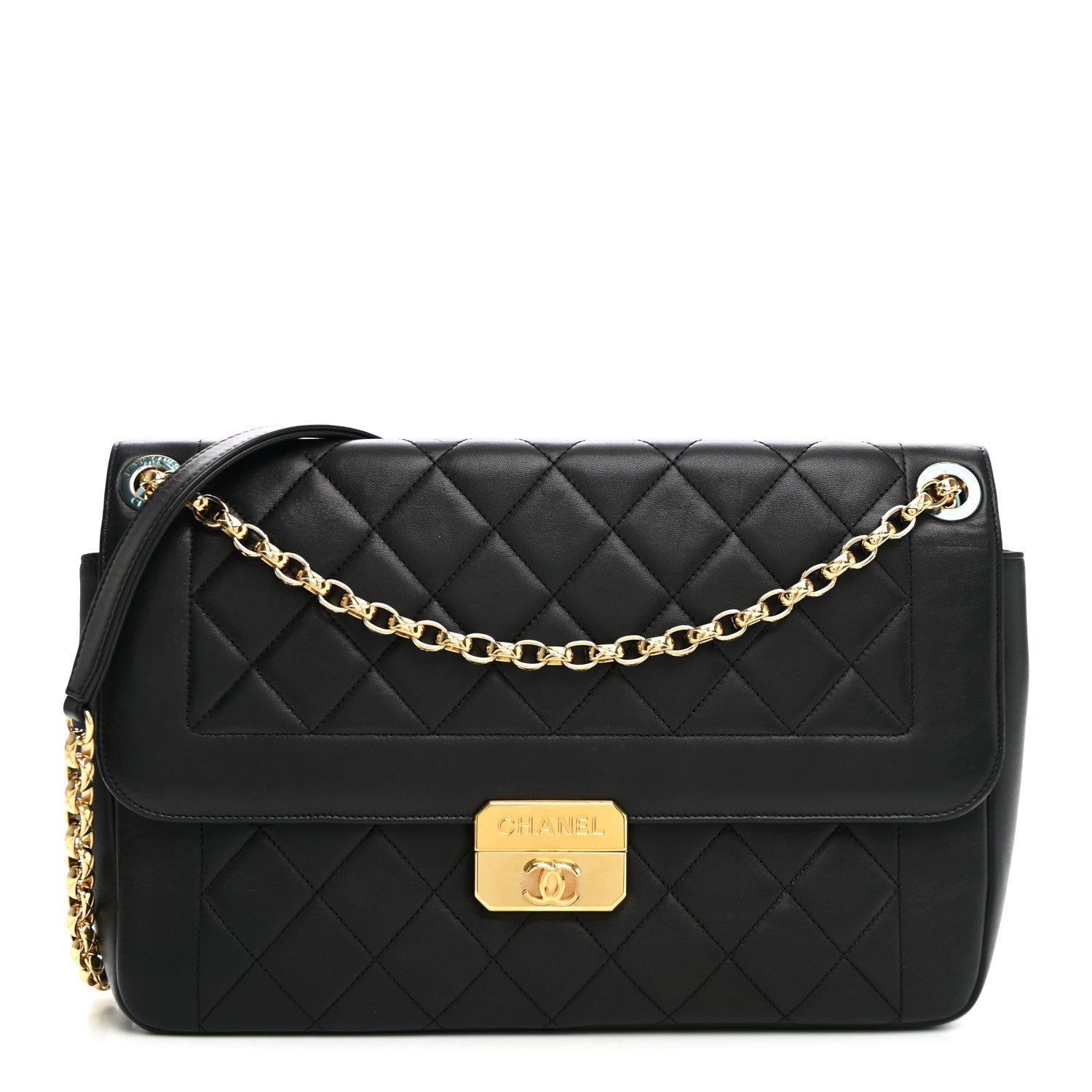 Chanel Lambskin Quilted Large Chic With Me Flap Black