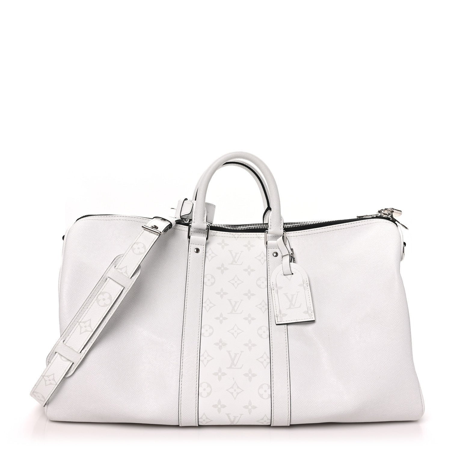 Louis Vuitton Monogram Taiga Keepall Bandouliere 45 Optic White