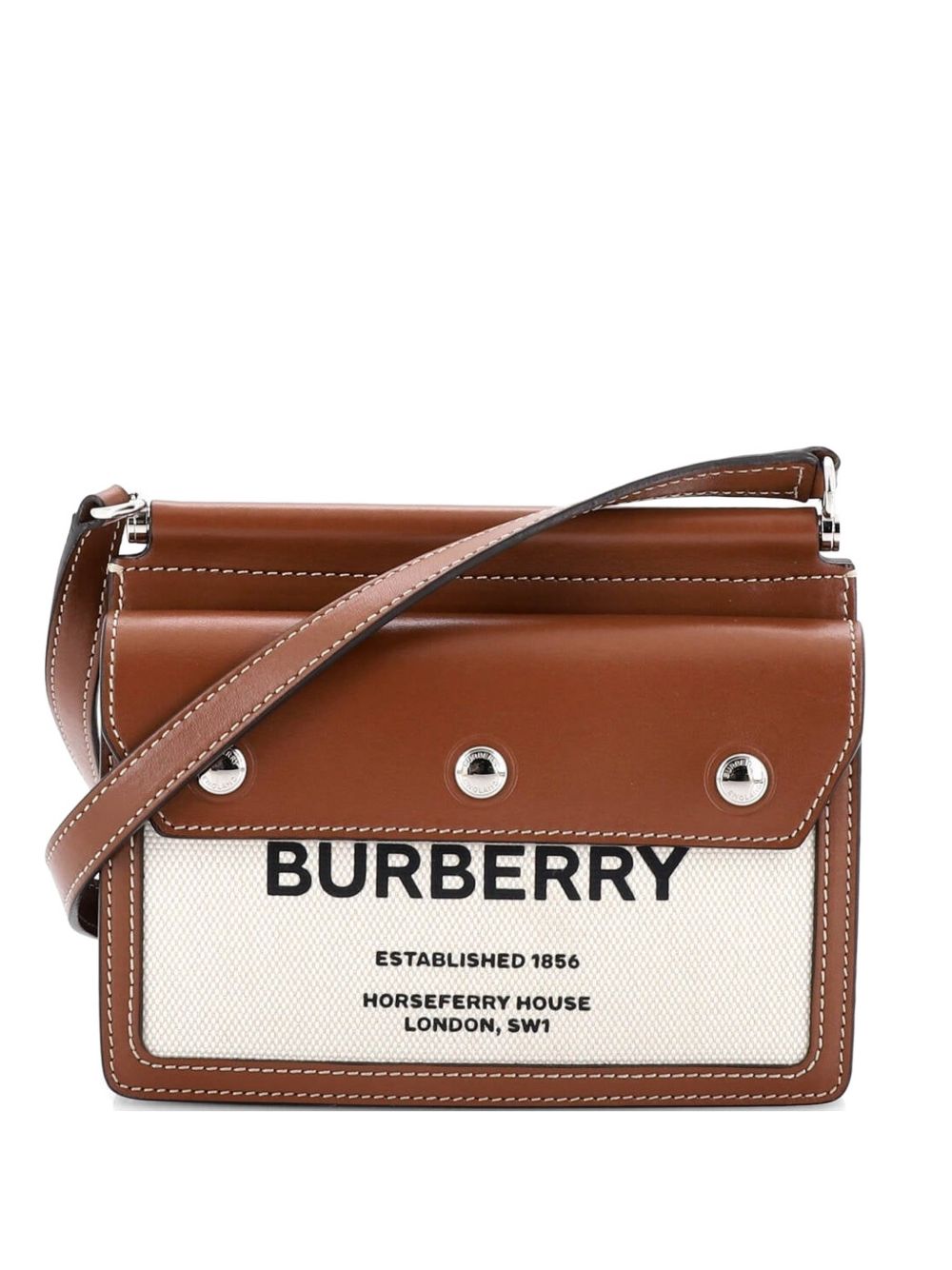 Logo Title Pocket Canvas and Leather Mini crossbody bag