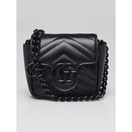 Gucci Gucci Black Quilted Leather Marmont Shoulder/Waist Bag