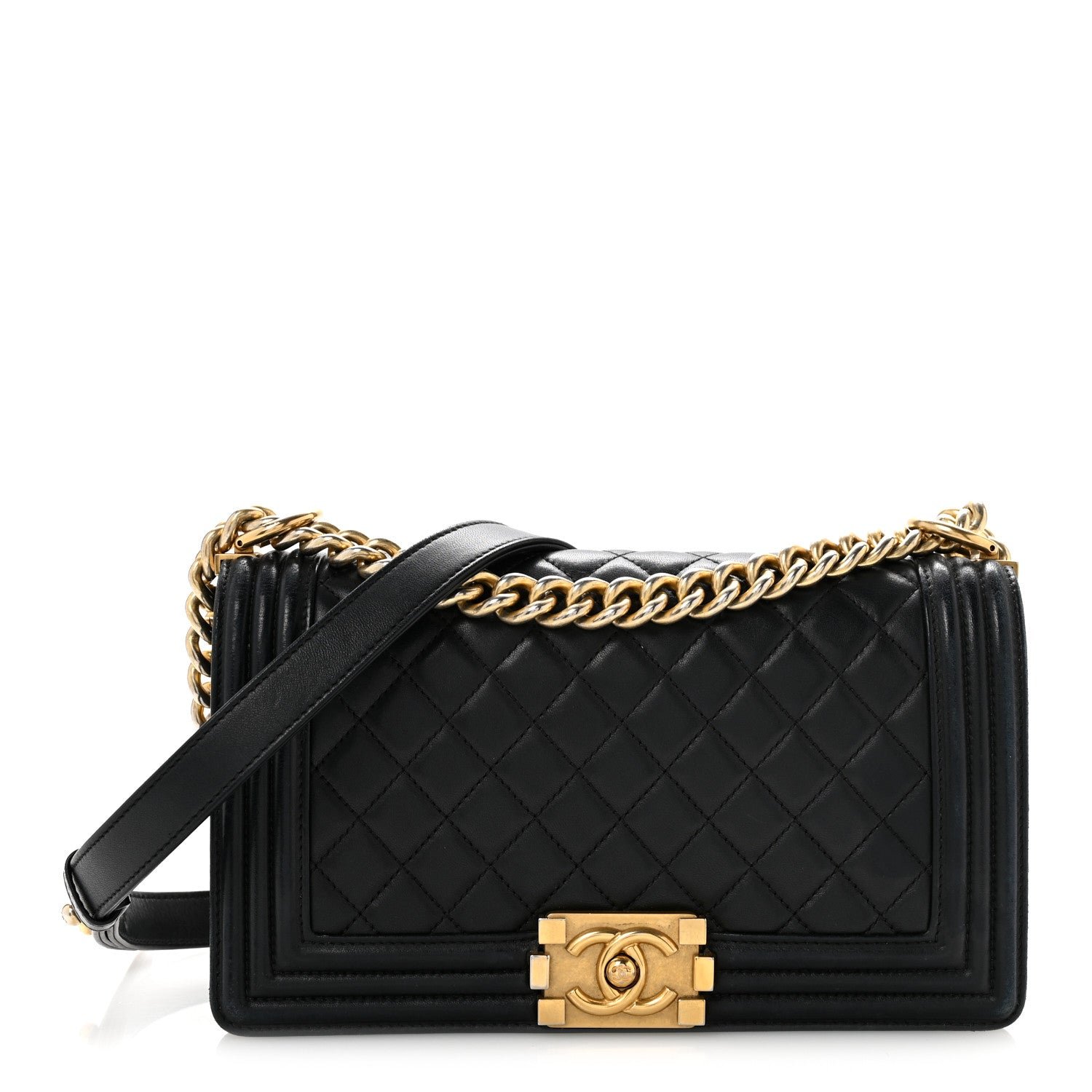 Chanel Lambskin Quilted Medium Boy Flap Black