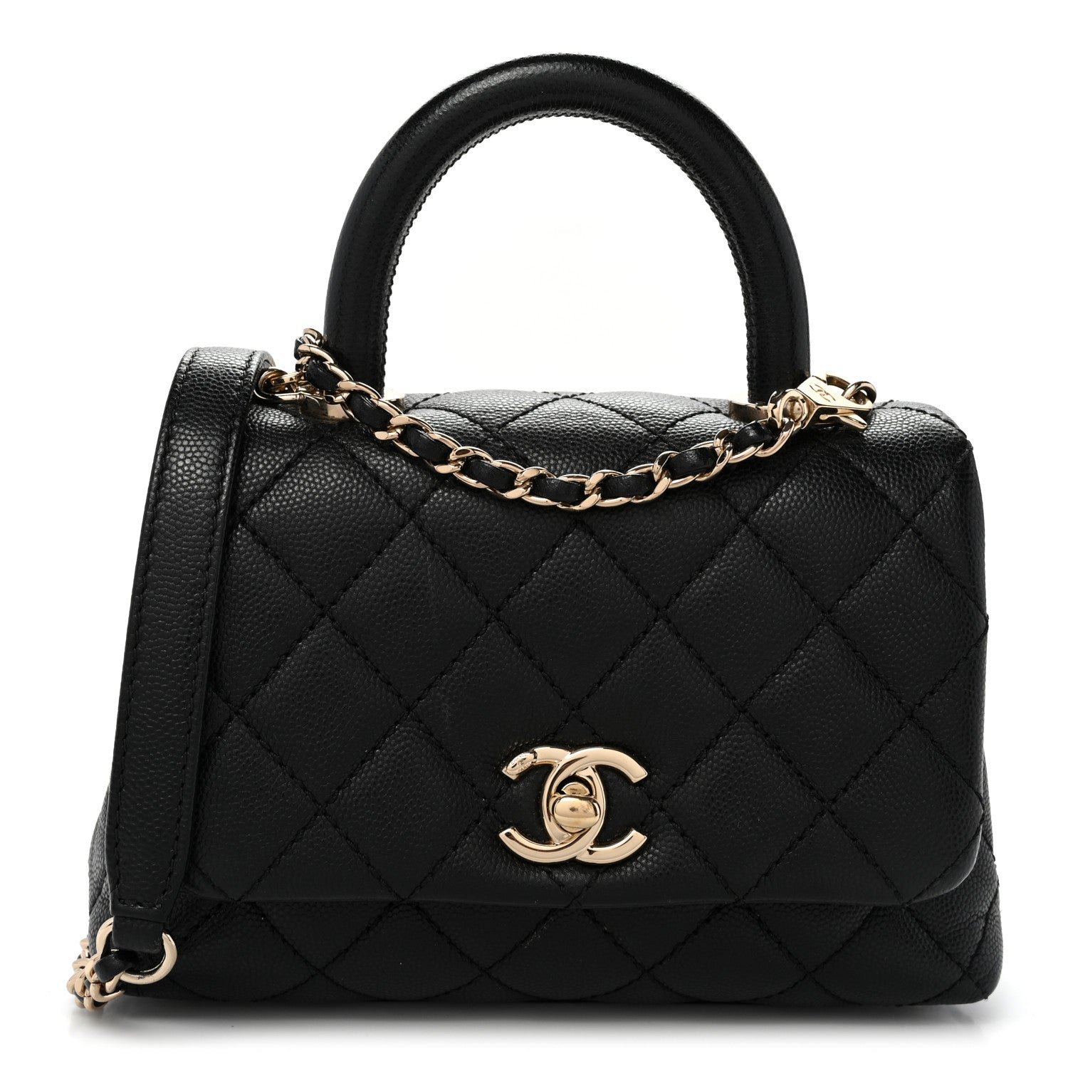 Chanel Caviar Quilted Extra Mini Coco Handle Flap Black