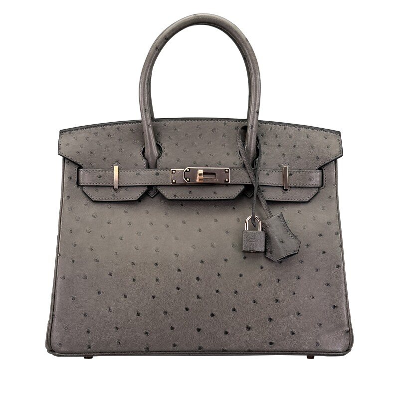 Graphite Ostrich Birkin 30 Rose Gold Hardware, 2020