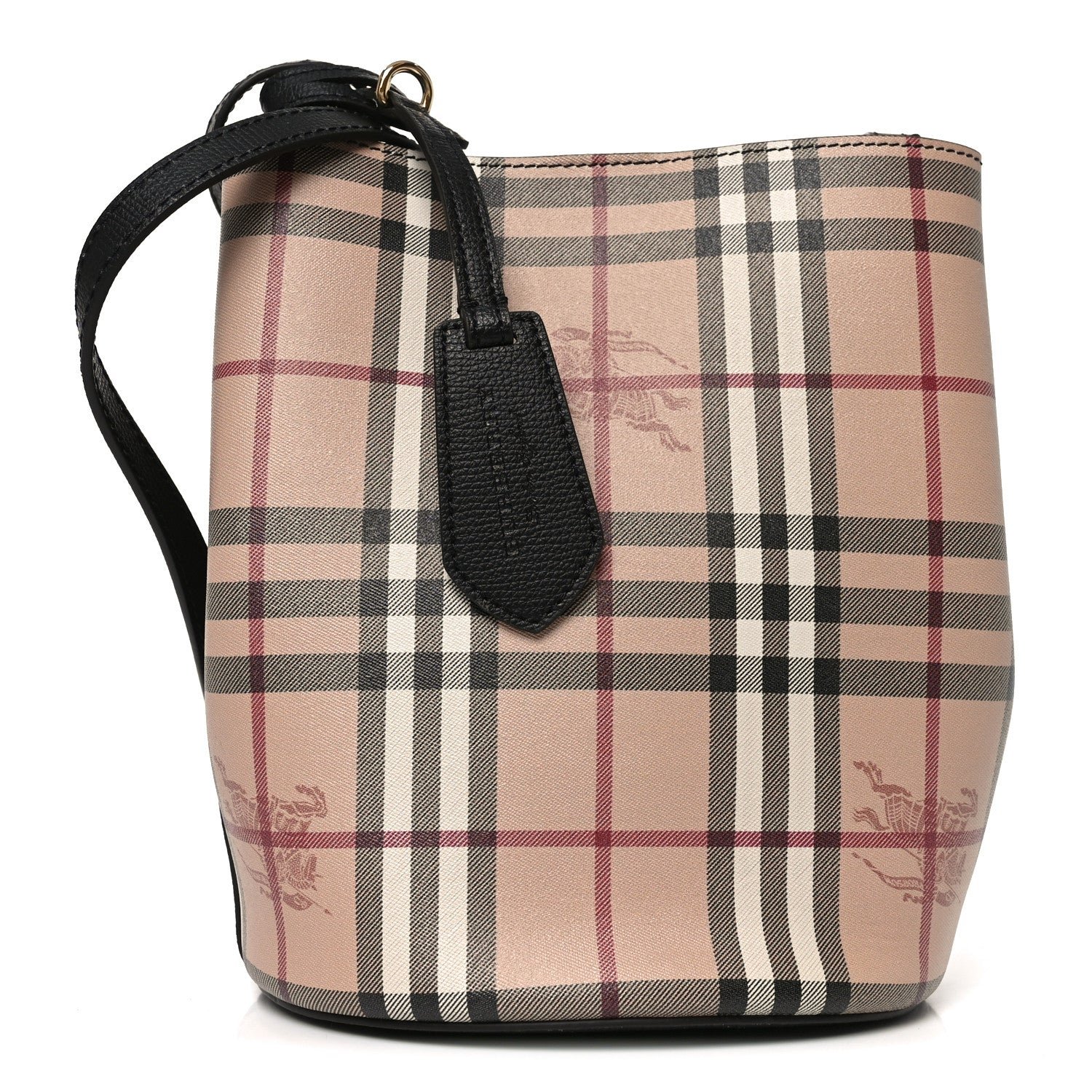 Burberry Haymarket Check Colours Small Lorne Bucket Crossbody Black