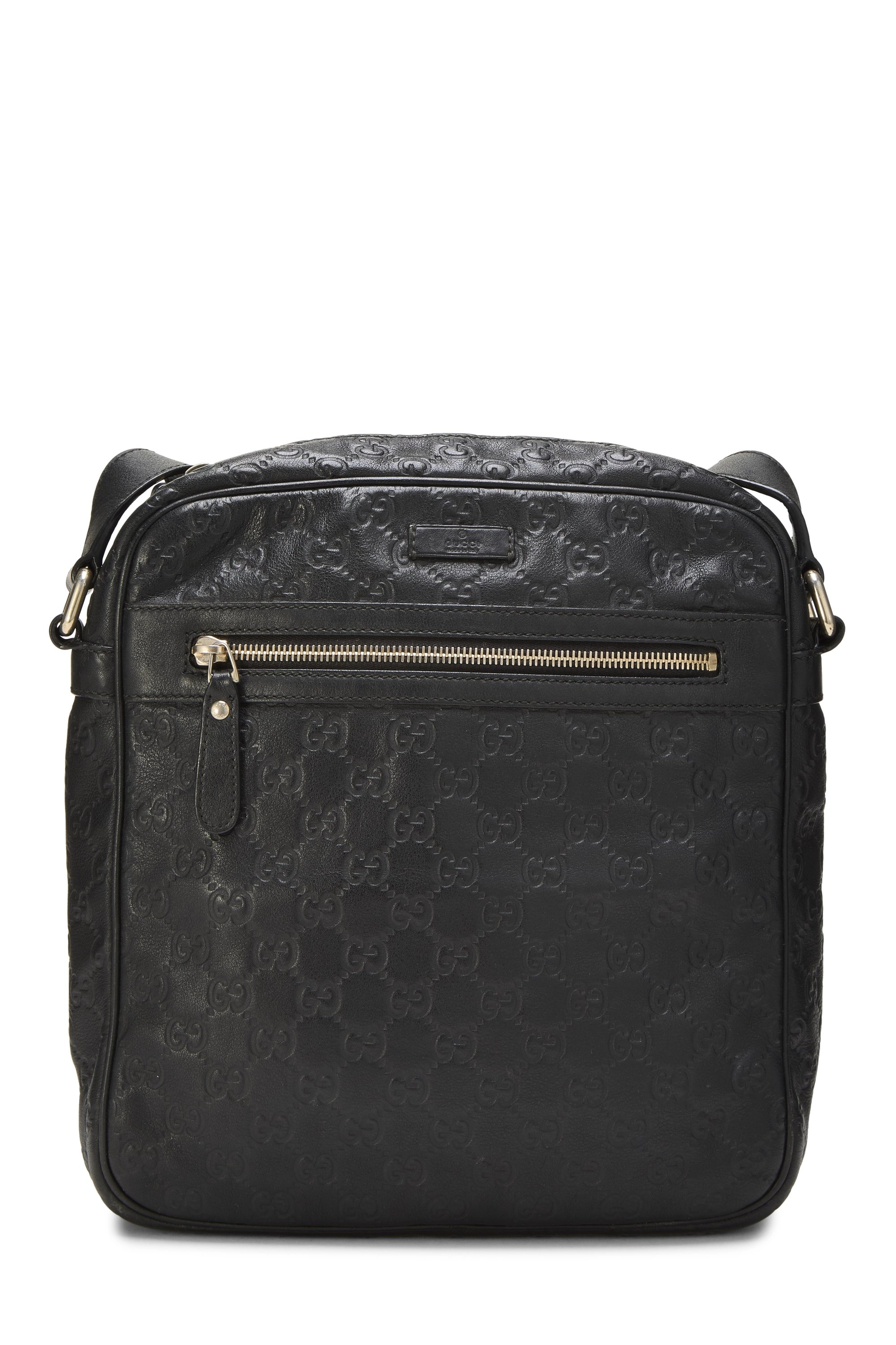 Black Guccissima Leather Vertical Camera Bag