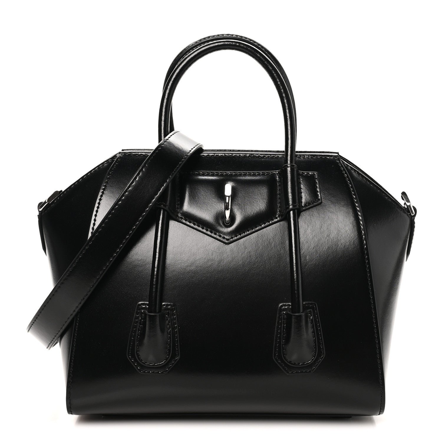 Givenchy Box Calfskin Padded Mini Lock Antigona Shoulder Bag Black