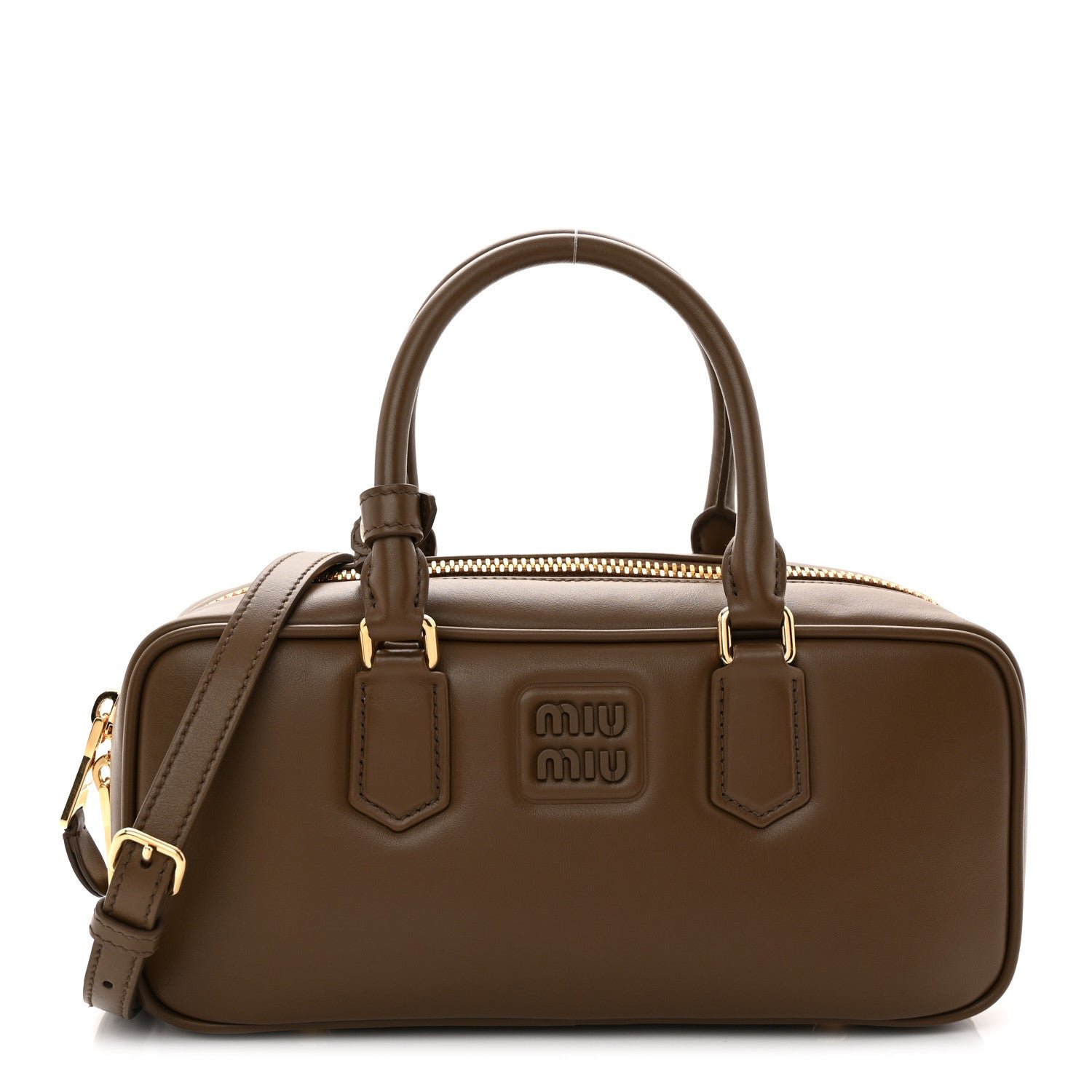 Miu Miu Calfskin Large Arcadie Top Handle Bag Tundra