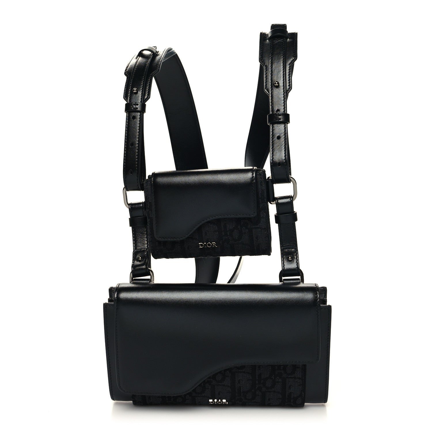 Dior Oblique Smooth Calfskin Elite Shoulder Pouch Black