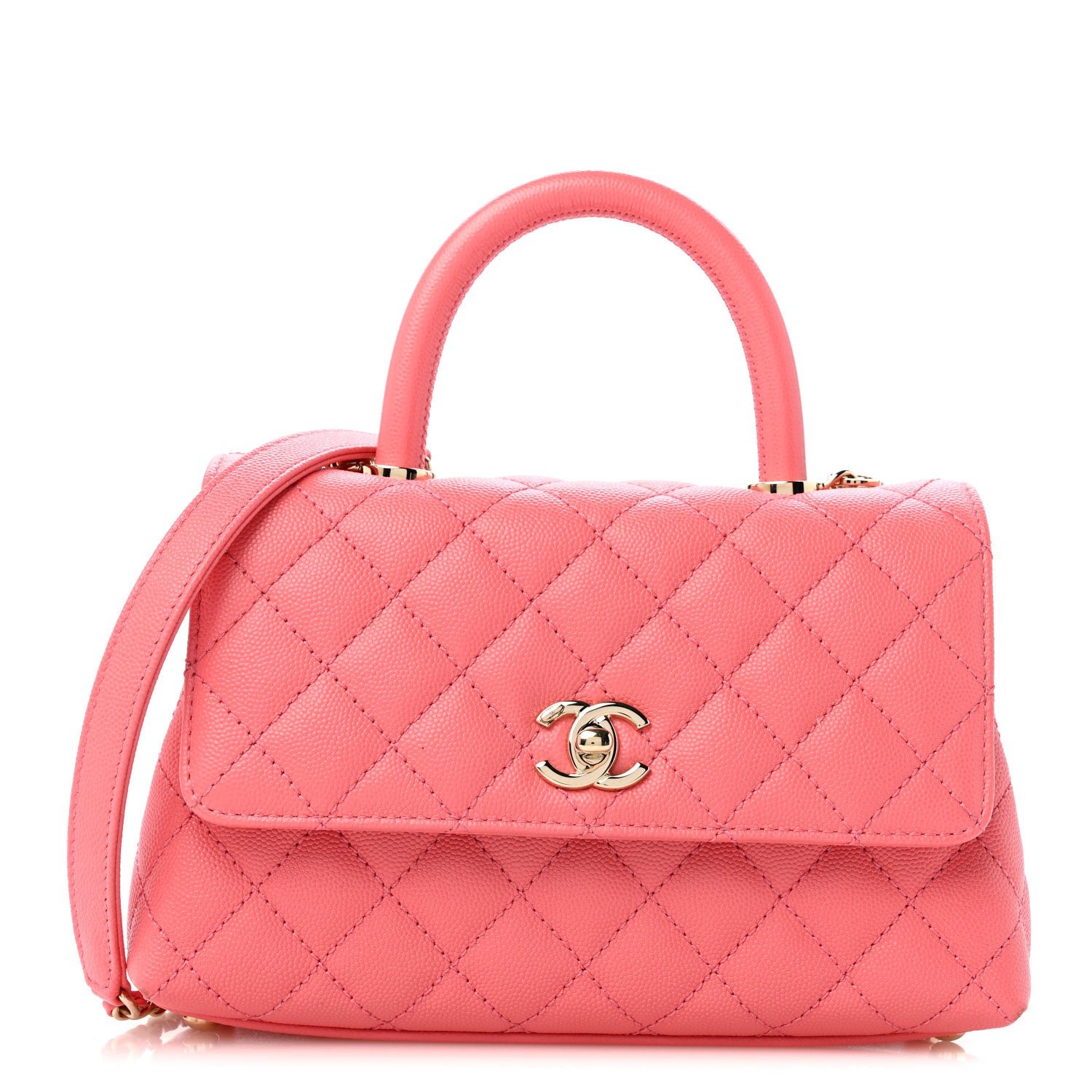 Chanel Caviar Quilted Mini Coco Handle Flap Pink