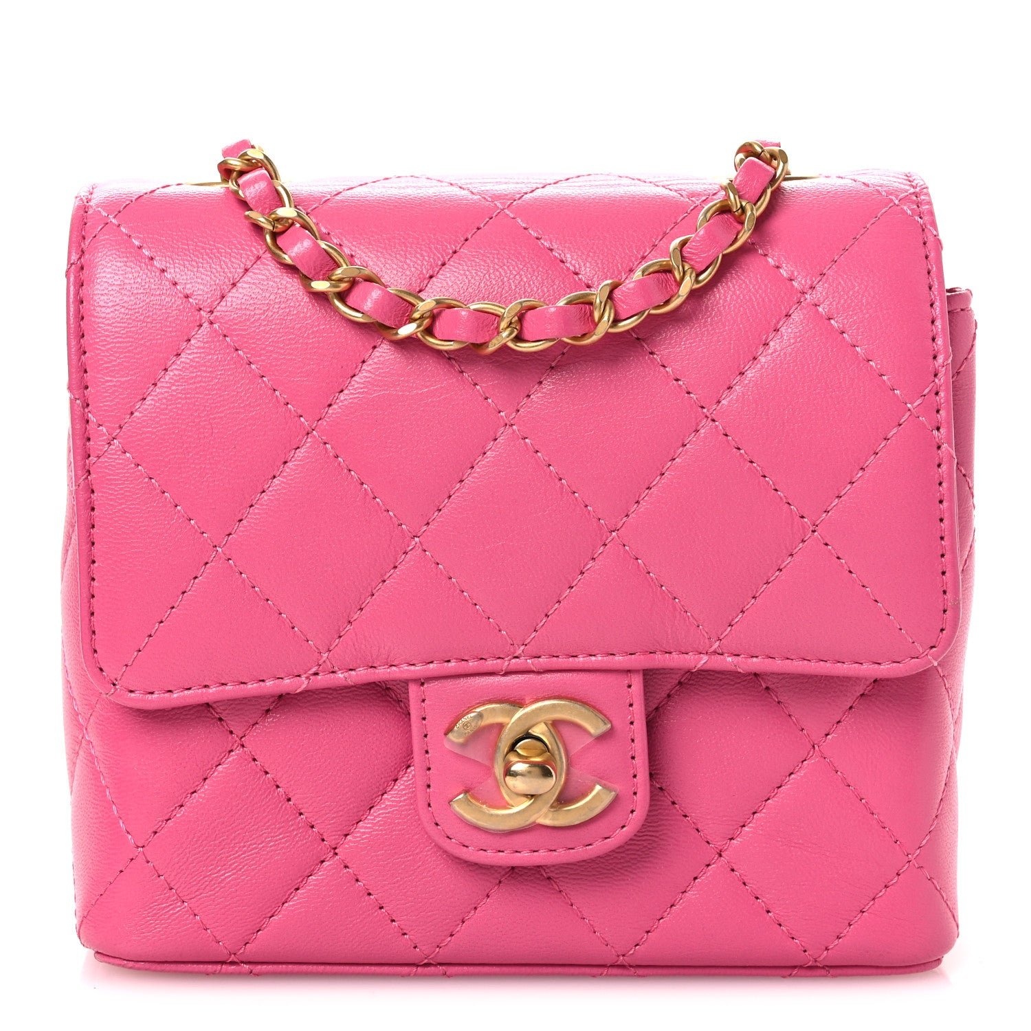 Chanel Goatskin Quilted Mini Square Flap Pink