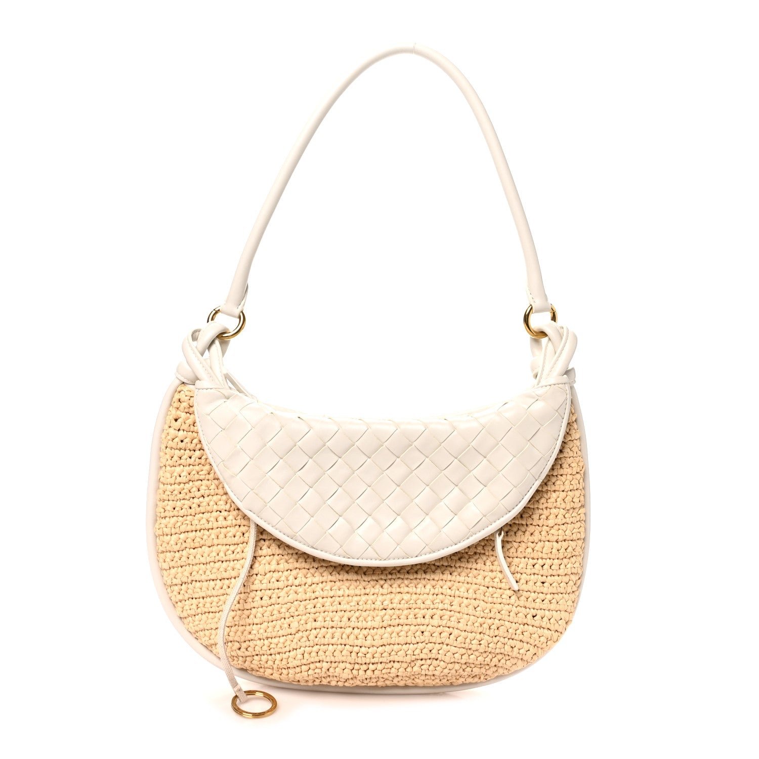 Bottega Veneta Raffia Nappa Intrecciato Medium Gemelli  White