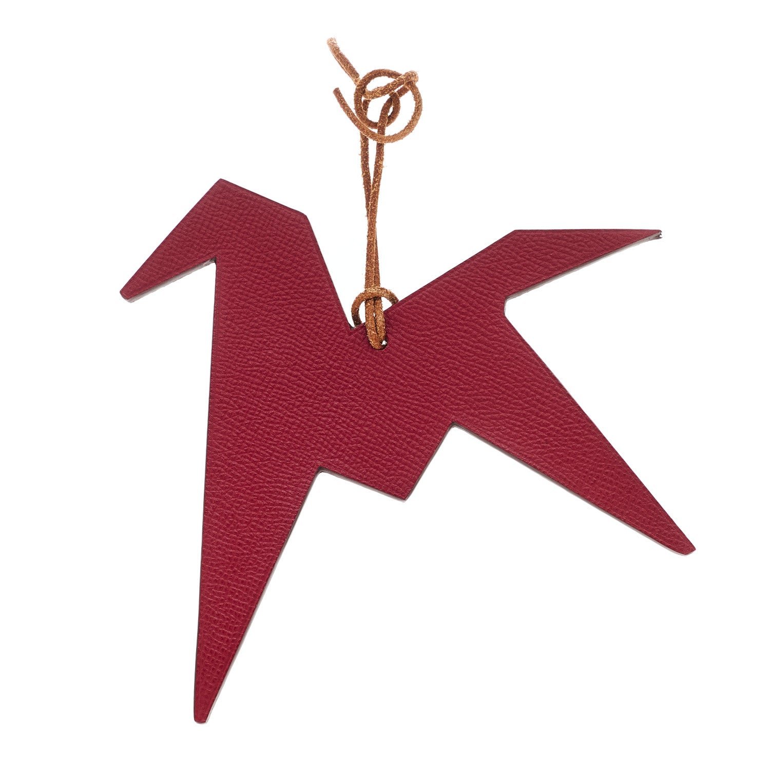 Hermes Hermes Togo Epsom Petit H Origami Pegase Bag Charm GM Rouge Grenat Malachite
