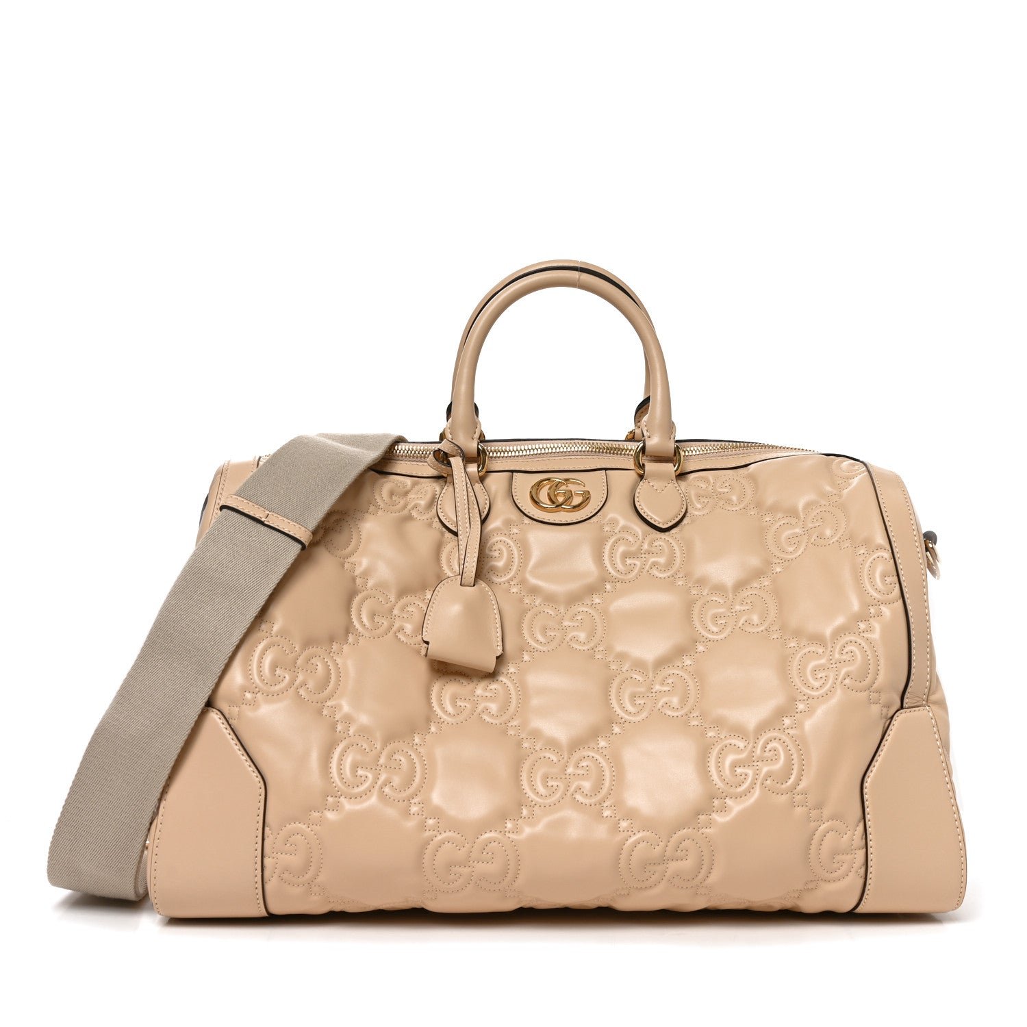 Gucci Calfskin GG Matelasse Medium Duffle Bag Naturale