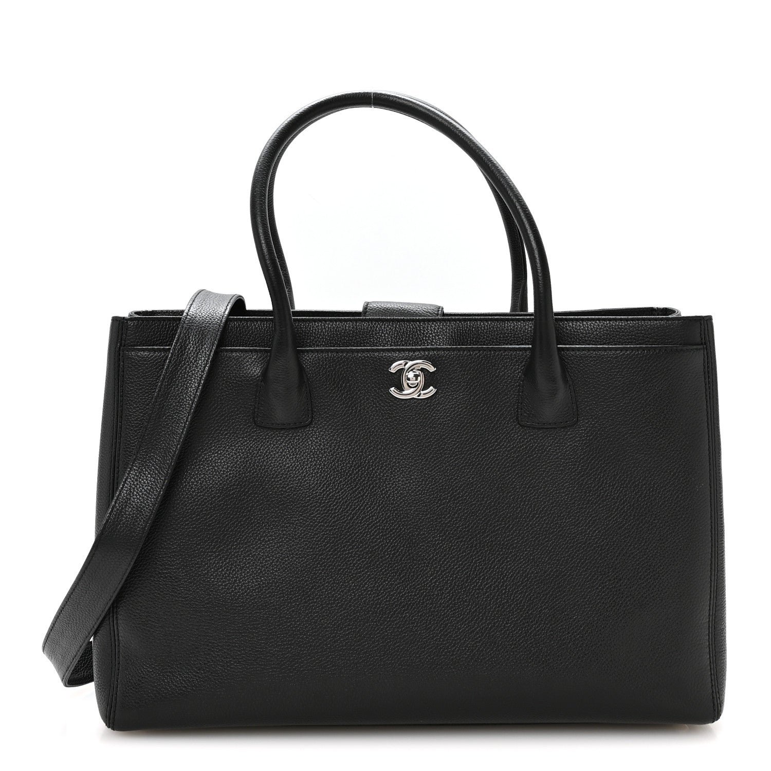 Chanel Calfskin Cerf Executive Shopper Tote Black