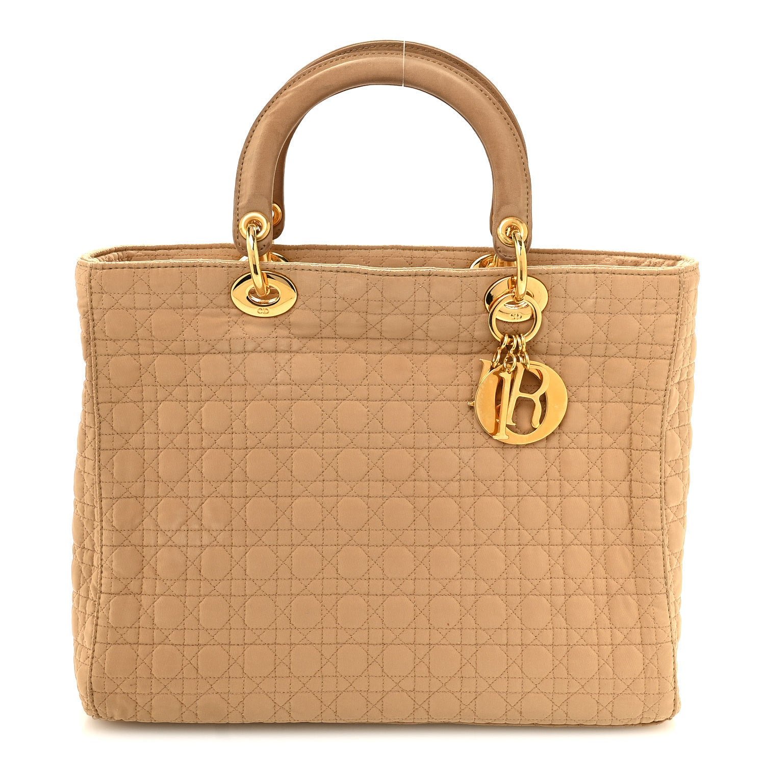 Christian Dior Nylon Cannage Large Lady Dior Tan