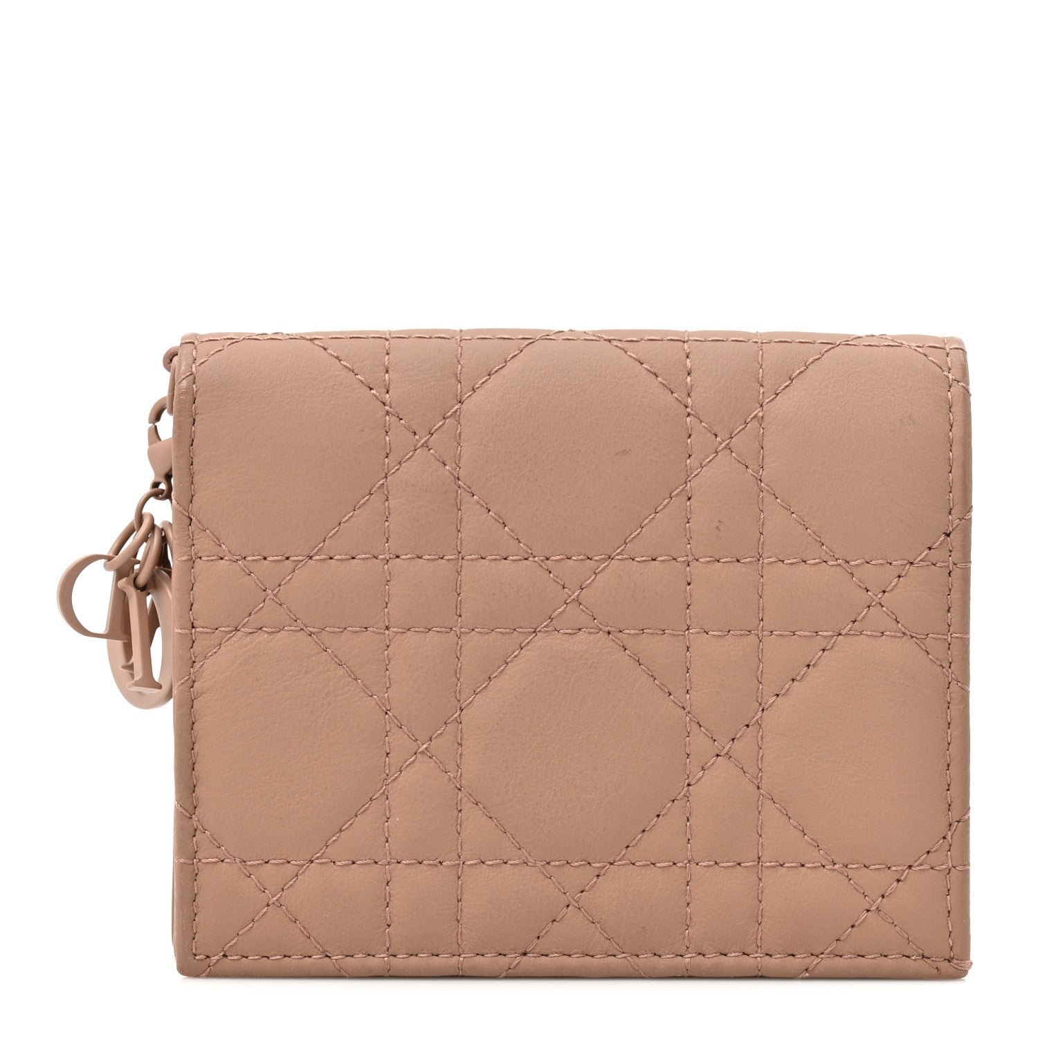 Christian Dior Ultra Matte Calfskin Cannage Mini Lady Dior Wallet Beige