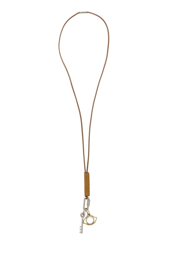 Brown Lambskin & Lizard Curiosité Key Pendant