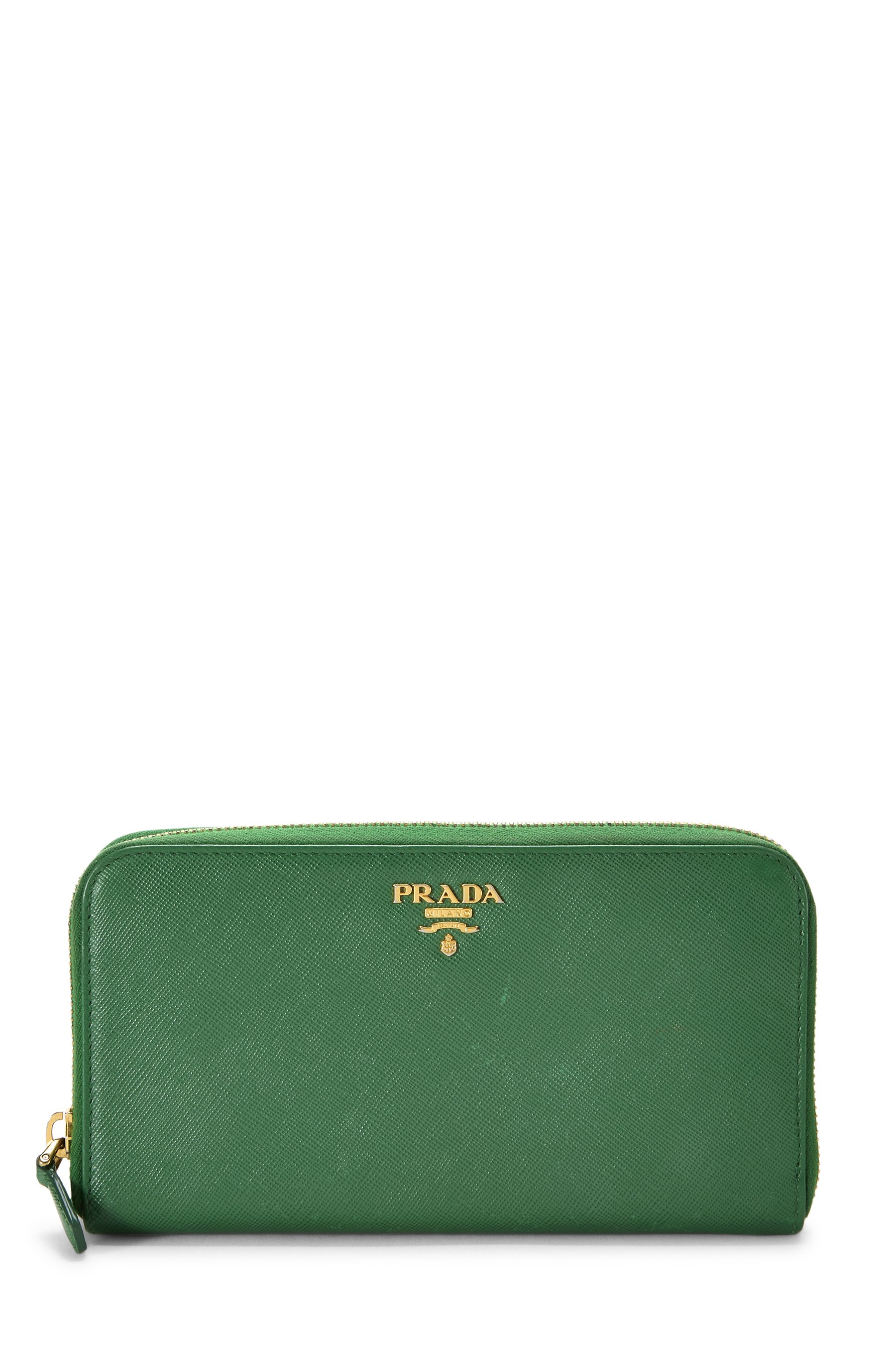 Green Saffiano Zip Around Wallet