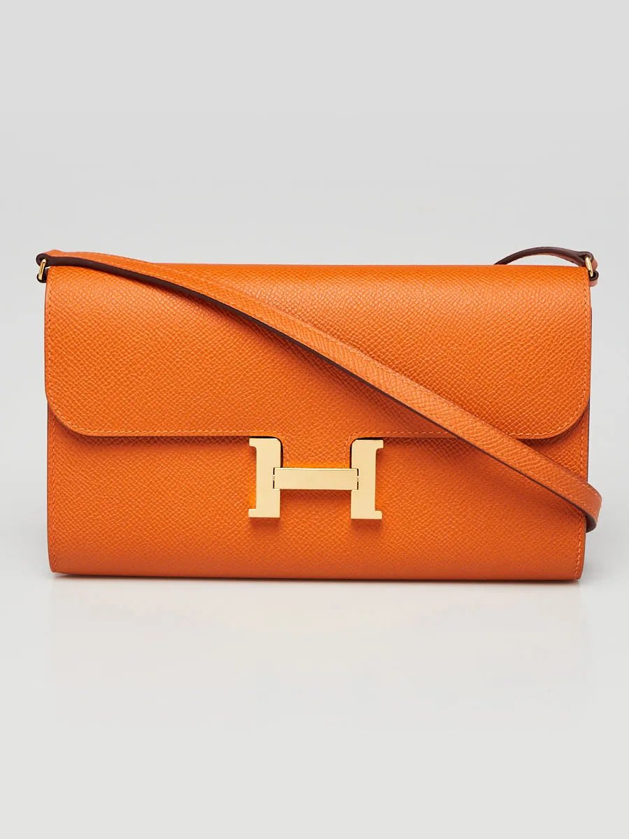 Hermes Orange Epsom Leather Gold Plated Constance To Go Bag
