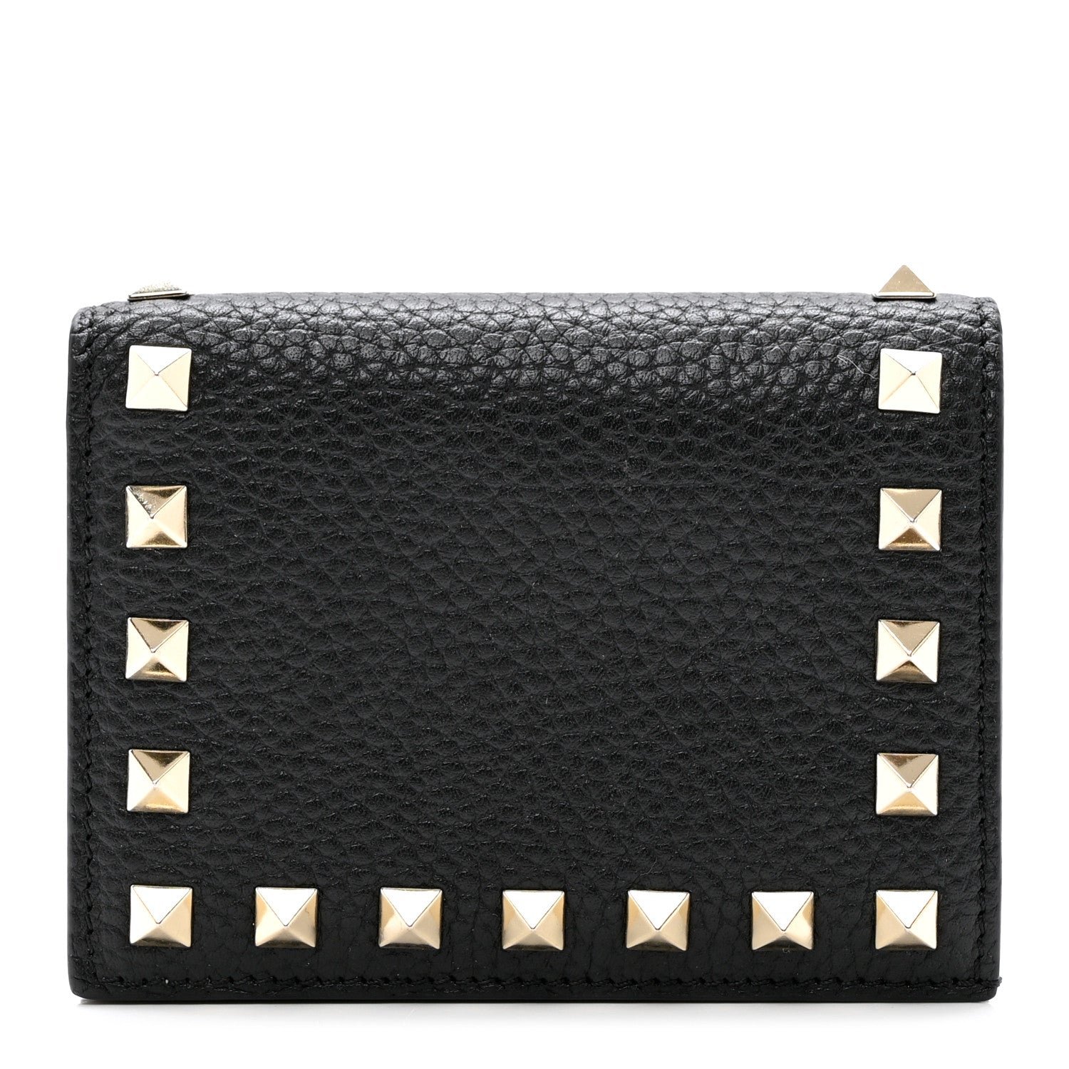 Valentino Garavani Calfskin Rockstud Bi-Fold Card Holder Black