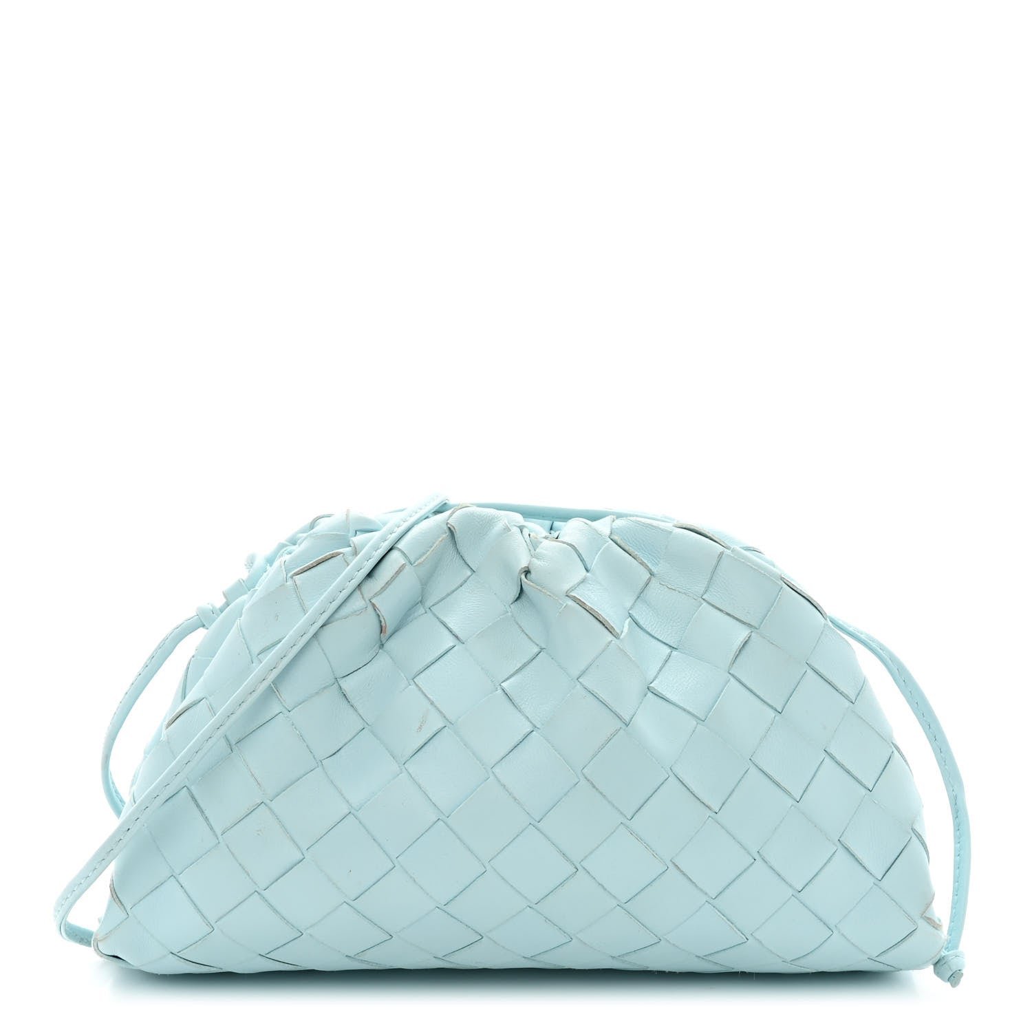 Bottega Veneta Nappa Intrecciato The Mini Pouch Topazio Silver