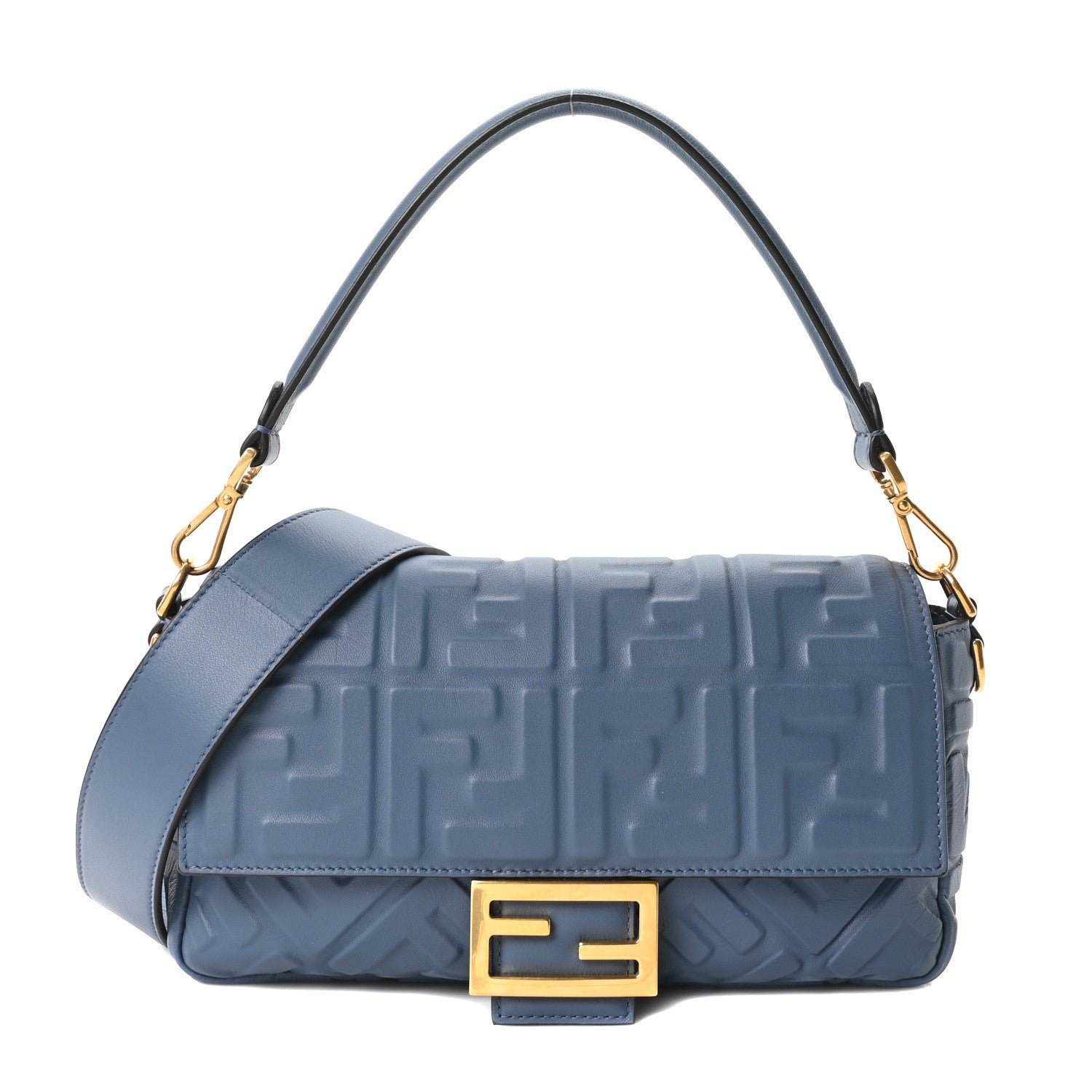 Fendi Nappa FF 1974 Embossed Baguette Mirto
