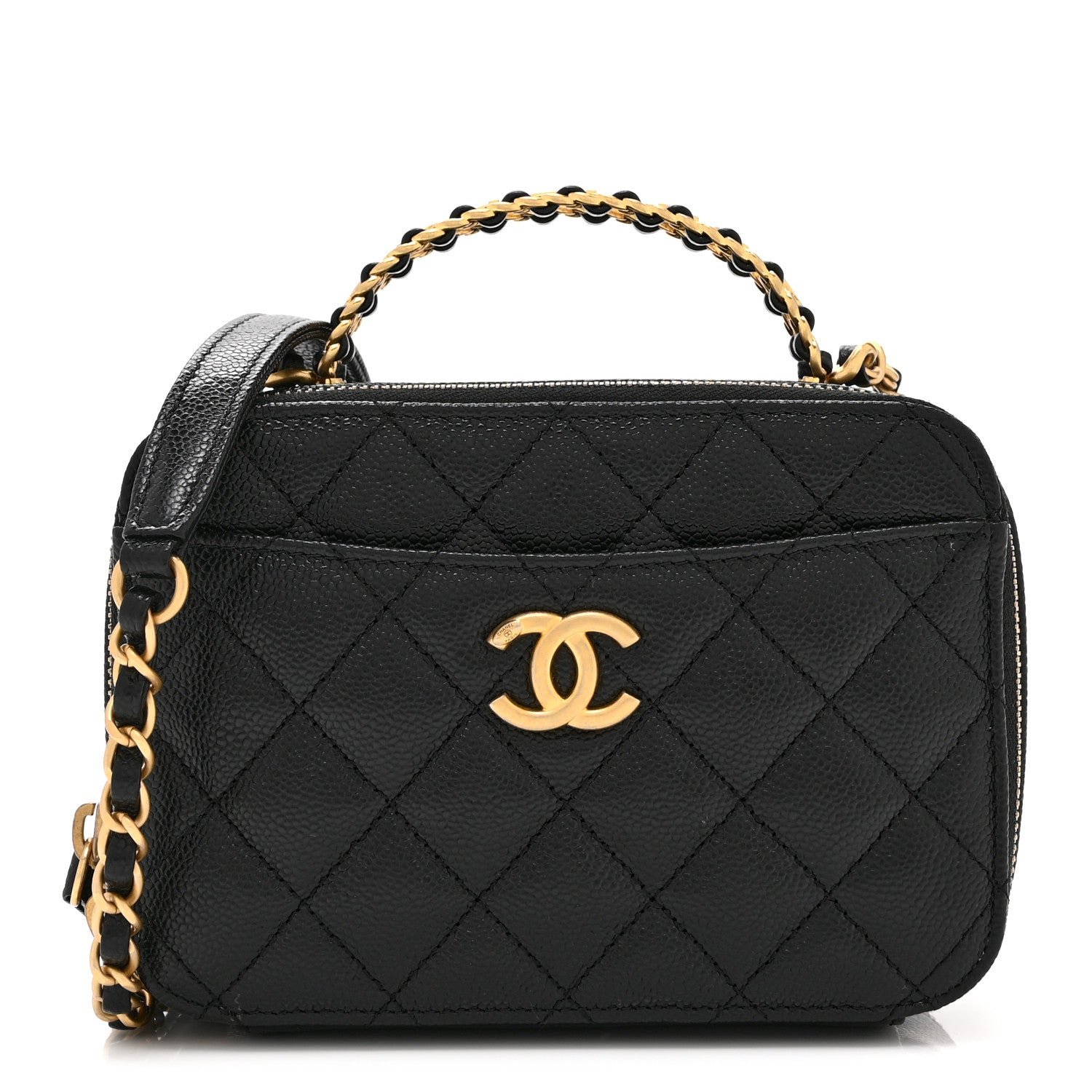Chanel Caviar Quilted Mini Pick Me Up Vanity Case Black