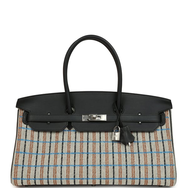Hermes Hermes Shoulder Birkin Light 39 Multicolor Toile and Black Swift Palladium Hardware