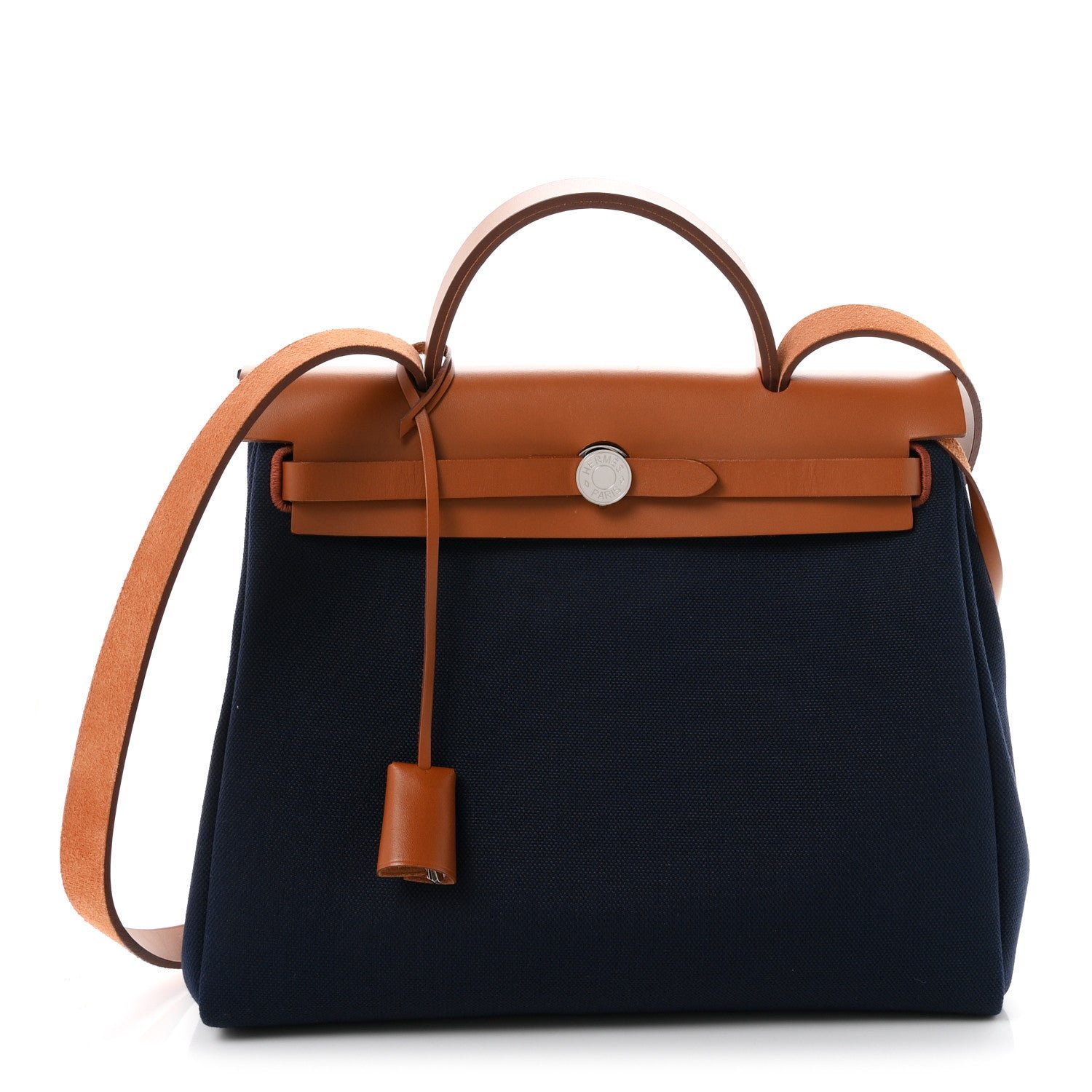 Hermes Toile Vache Hunter Herbag Zip Retourne 31 PM  Bleu Marine