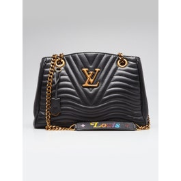 Louis Vuitton Louis Vuitton Black Calfskin Leather New Wave Chain Tote Bag