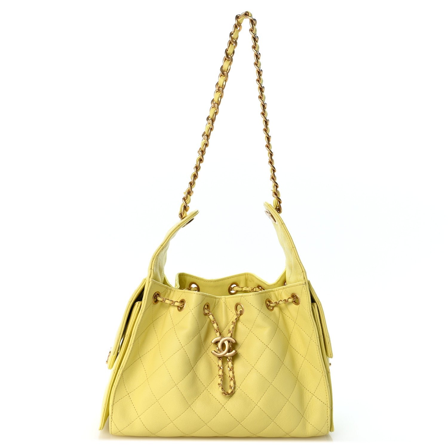 Chanel Caviar Quilted Small Chanel 25 Handbag Light Yellow