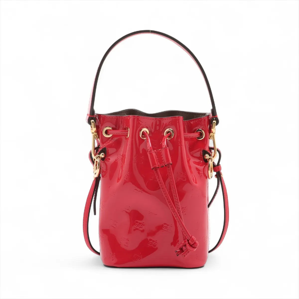 Fendi Mon Tresor Mini Patent Leather 2 Way Shoulder Bag Red 8BS010