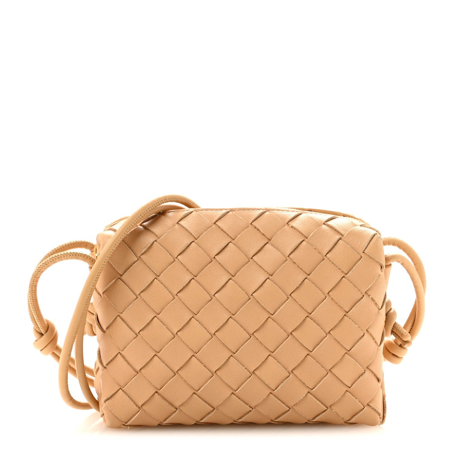 Bottega Veneta Nappa Intrecciato Mini Loop Camera Bag Almond
