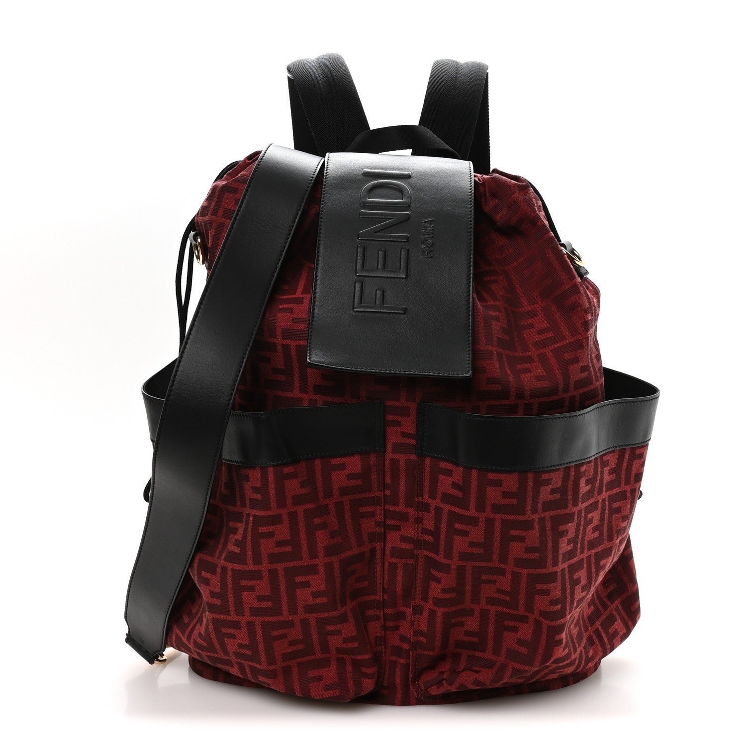 Fendi Recycled Fabric Jacquard Vitello Grace FF 1974 Large Fendi Strike Backpack Rosso Marlboro Black