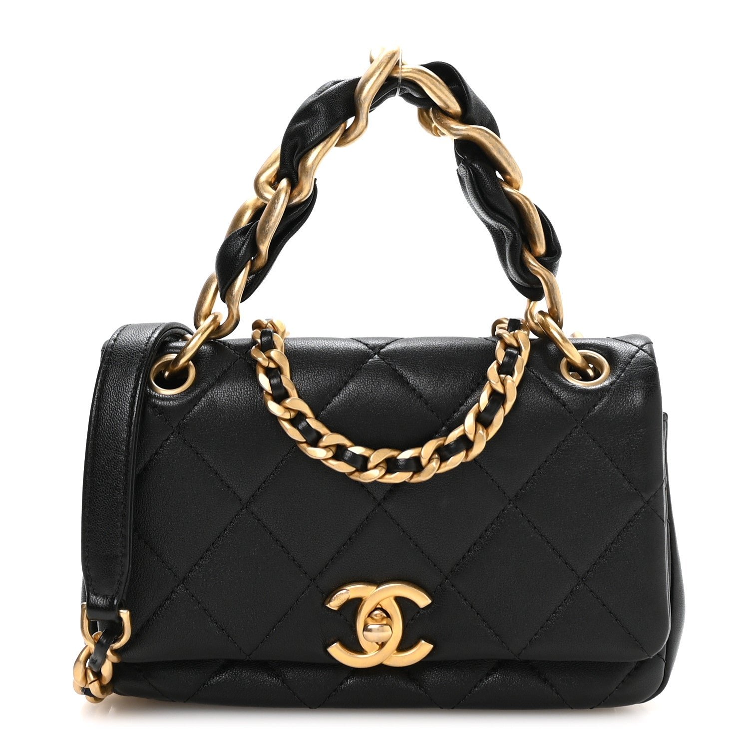 Chanel Shiny Lambskin Small Chain Is More Flap Black