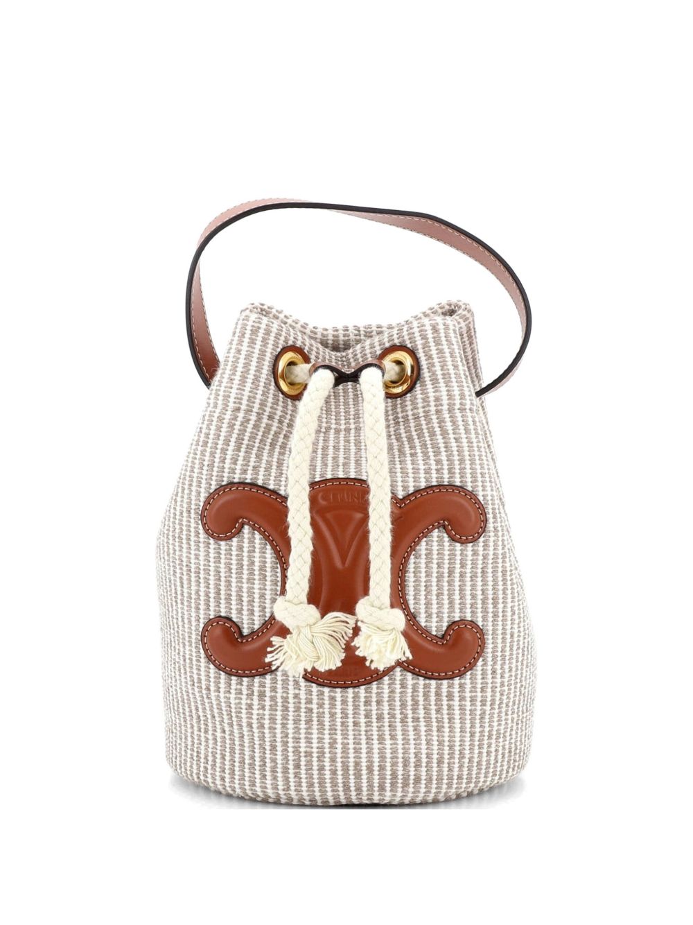 Triomphe Drawstring Canvas with Leather Teen bucket bag