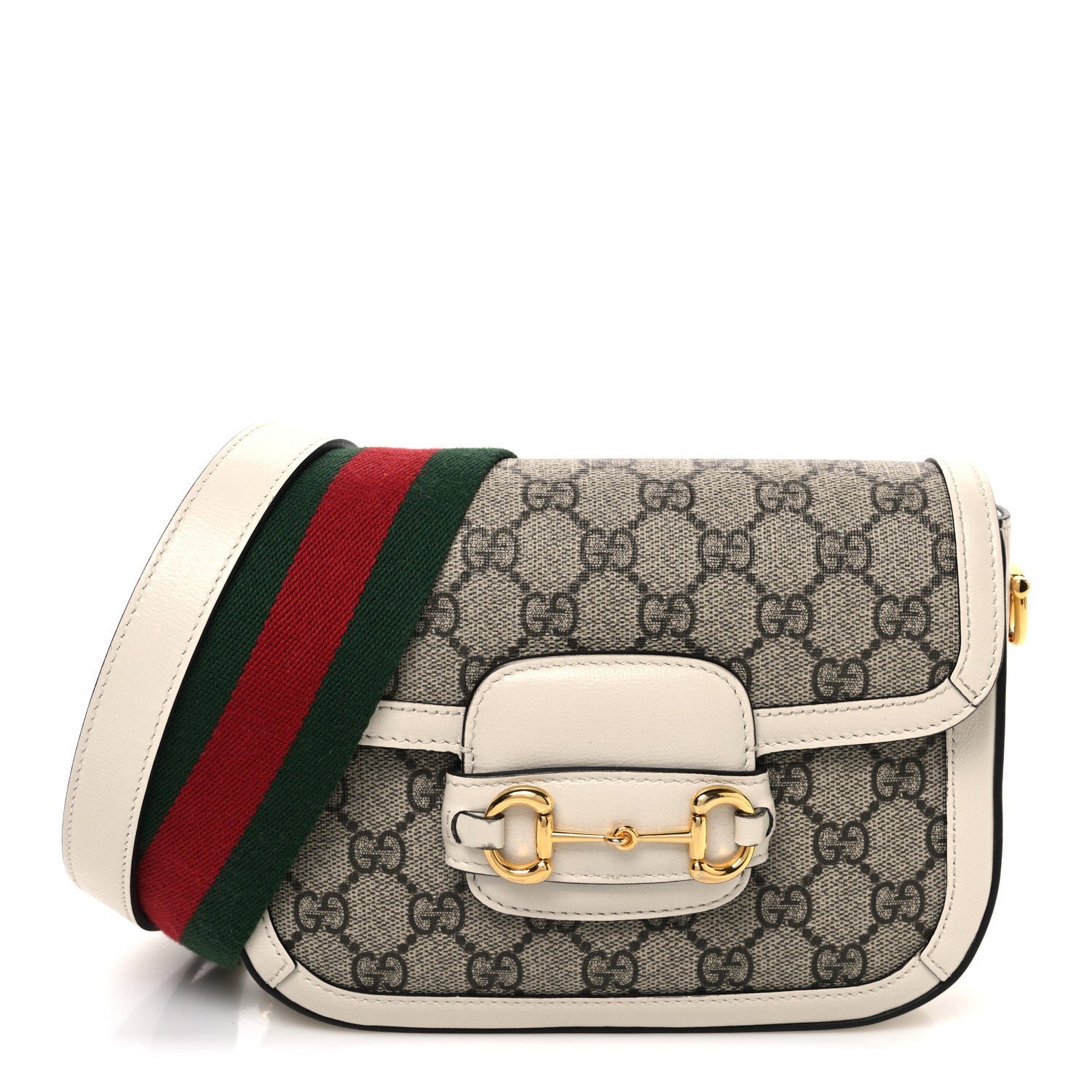 GG Supreme Monogram Textured Dollar Calfskin Web Mini Horsebit 1955 Shoulder Bag