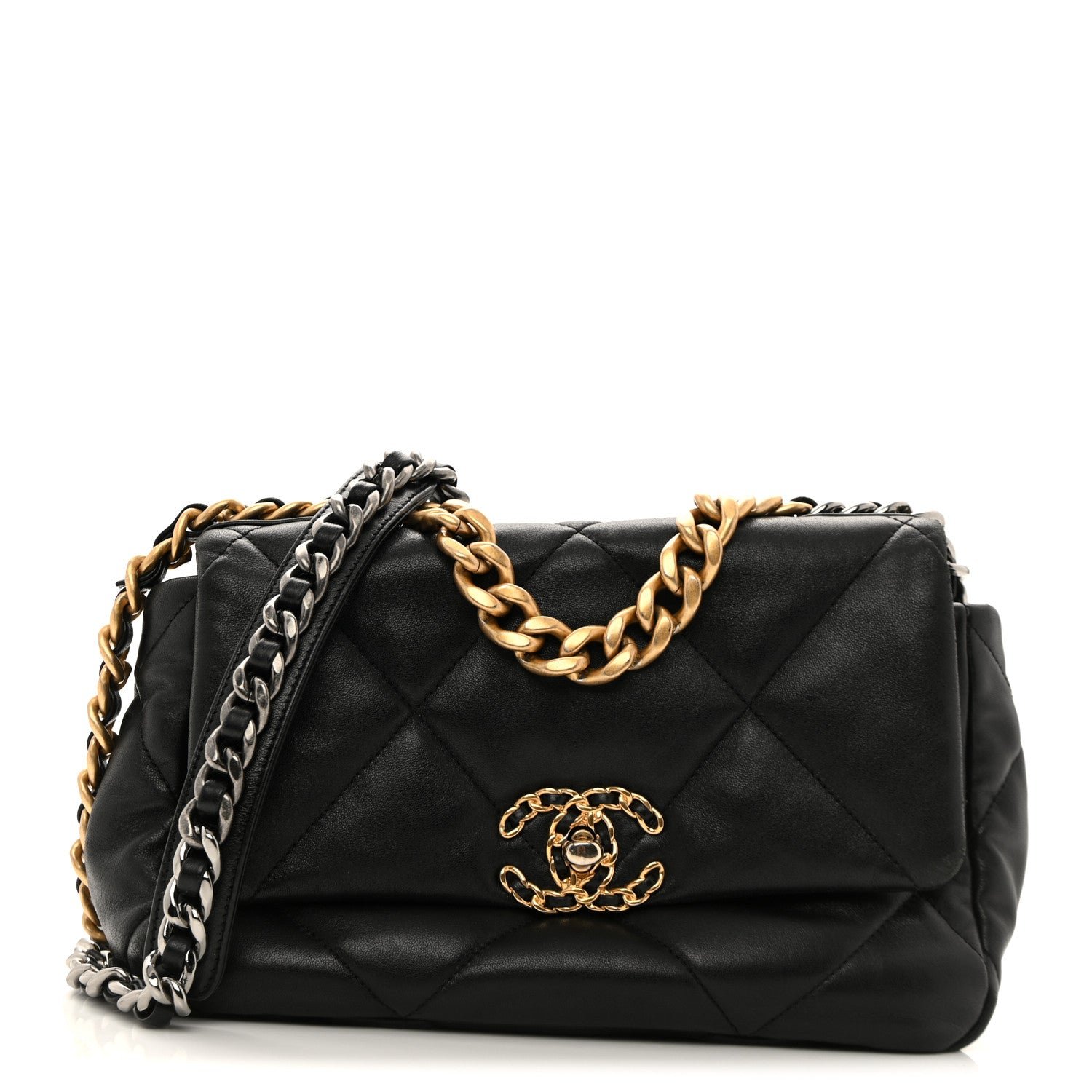 Chanel Lambskin Quilted Medium Chanel 19 Flap Black