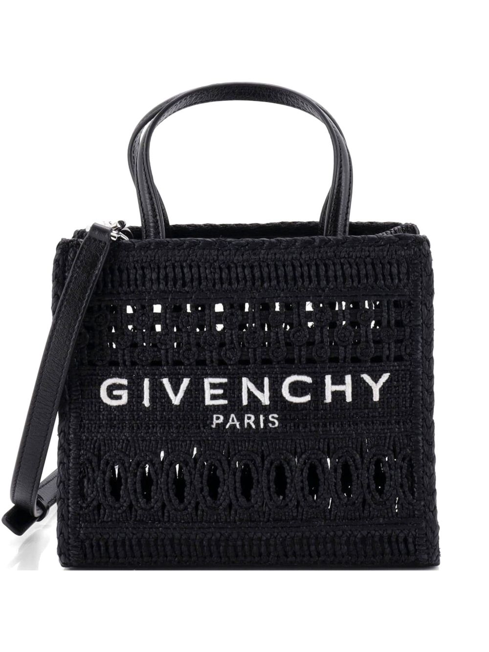 G- Woven Raffia Small tote bag
