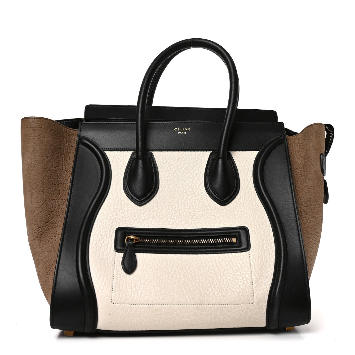 Celine Bullhide Calfskin Suede Mini Tri-Color Luggage White